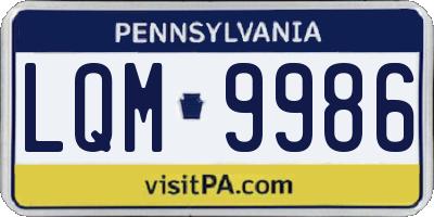PA license plate LQM9986