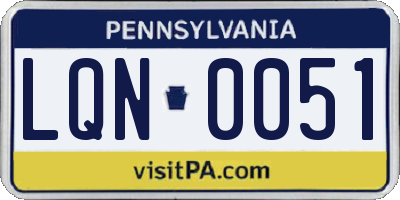 PA license plate LQN0051