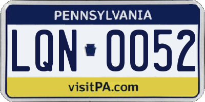 PA license plate LQN0052