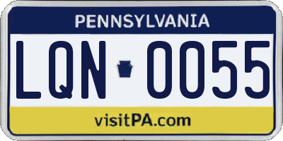PA license plate LQN0055