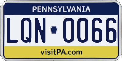 PA license plate LQN0066