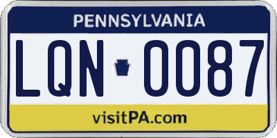 PA license plate LQN0087