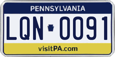 PA license plate LQN0091