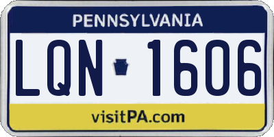 PA license plate LQN1606