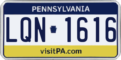 PA license plate LQN1616