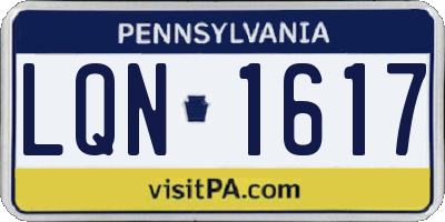 PA license plate LQN1617