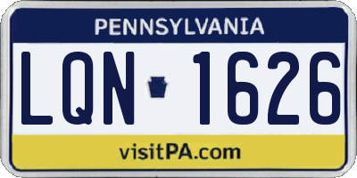 PA license plate LQN1626
