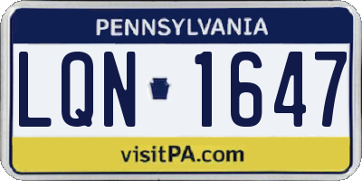 PA license plate LQN1647
