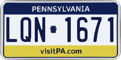 PA license plate LQN1671