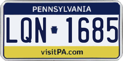 PA license plate LQN1685