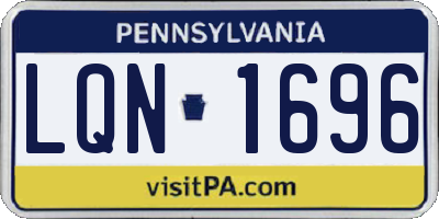 PA license plate LQN1696