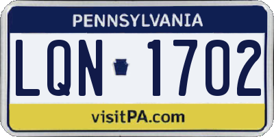PA license plate LQN1702