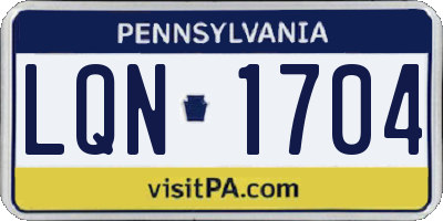 PA license plate LQN1704