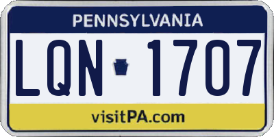 PA license plate LQN1707
