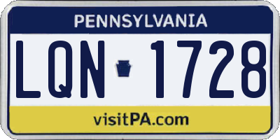 PA license plate LQN1728