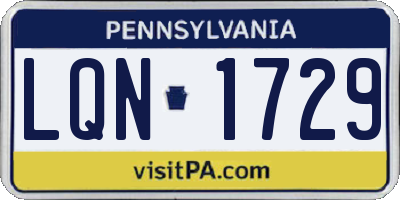 PA license plate LQN1729