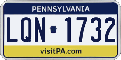 PA license plate LQN1732