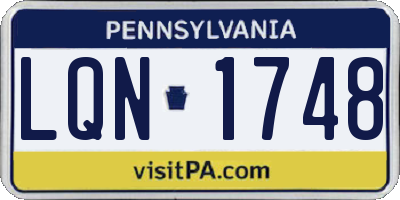 PA license plate LQN1748