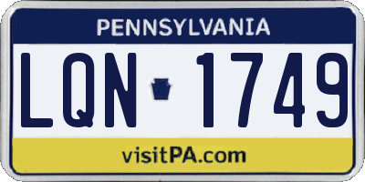 PA license plate LQN1749