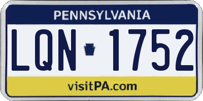 PA license plate LQN1752
