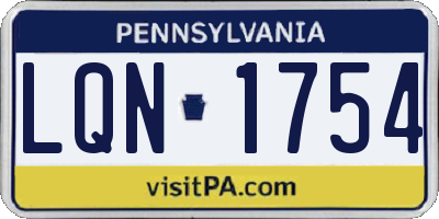 PA license plate LQN1754