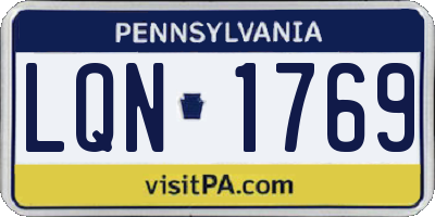 PA license plate LQN1769