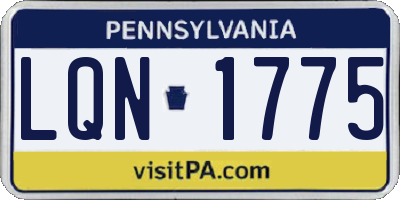 PA license plate LQN1775
