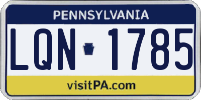 PA license plate LQN1785