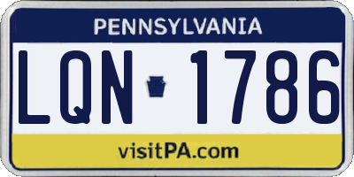 PA license plate LQN1786