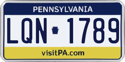 PA license plate LQN1789