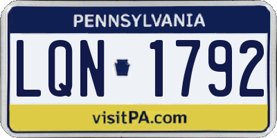 PA license plate LQN1792