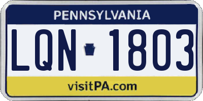 PA license plate LQN1803