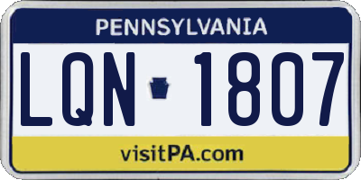 PA license plate LQN1807