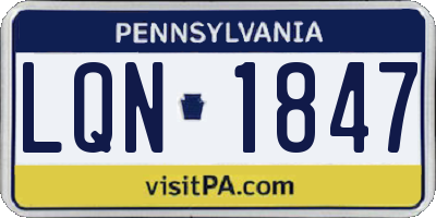 PA license plate LQN1847
