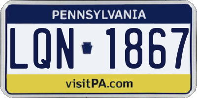 PA license plate LQN1867