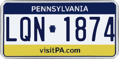 PA license plate LQN1874