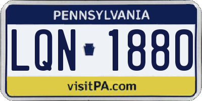 PA license plate LQN1880