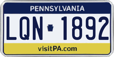 PA license plate LQN1892