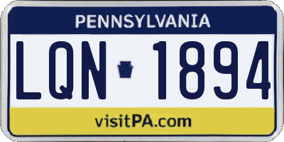 PA license plate LQN1894