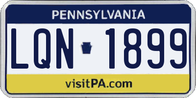 PA license plate LQN1899