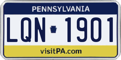 PA license plate LQN1901