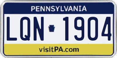 PA license plate LQN1904