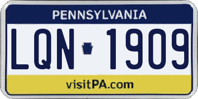 PA license plate LQN1909