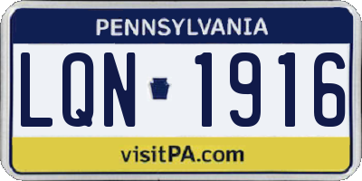 PA license plate LQN1916