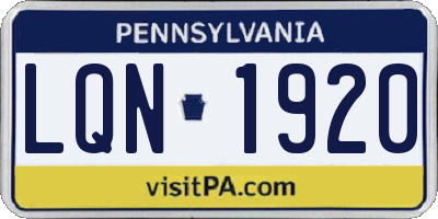 PA license plate LQN1920