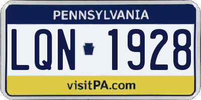 PA license plate LQN1928