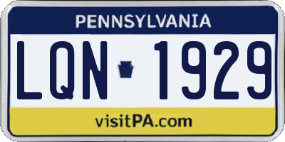 PA license plate LQN1929