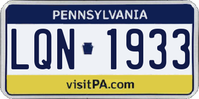 PA license plate LQN1933