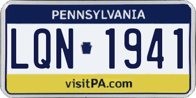 PA license plate LQN1941