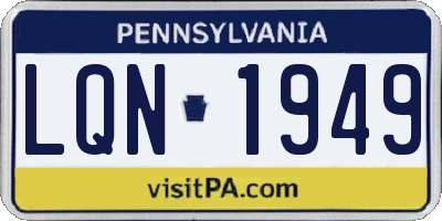 PA license plate LQN1949